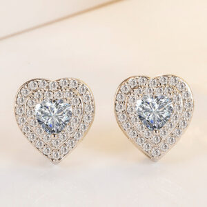 Wholesale Jewelry Diamond Hearts Copper Earrings