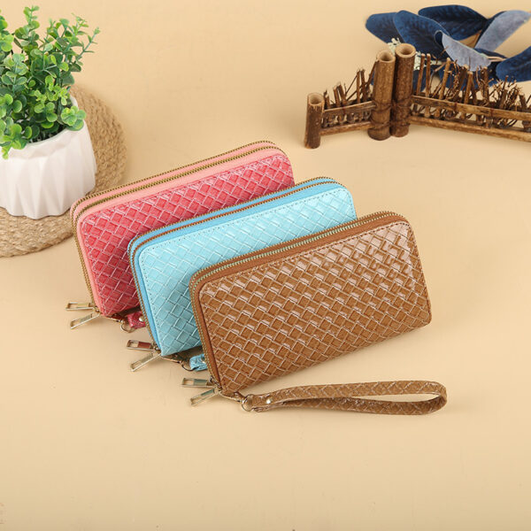 Wholesale Simple Woven Zipper Long Wallet for Women