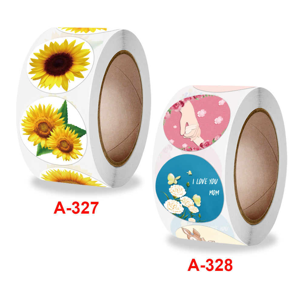 Wholesale Roll Pack Mother's Day Thank-you Flower Decoration Stickers