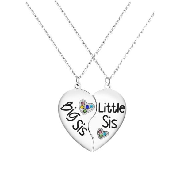 Wholesale Stainless Steel Lettering Heart Necklaces 2-Pack