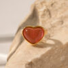Wholesale 18K Gold Heart Shaped Pink Cat's Eye Stainless Steel Ring