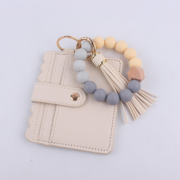 Wholesale Silicone Beaded Card Holder Wrist Keychain