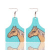Wholesale of Western Wind Bull Head Sunflower Cactus Horse Head Wooden Slice Earrings
