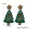 Wholesale Christmas Tree Fabric Handmade Rice Beads Creative Design Beads Christmas Fashion Earrings