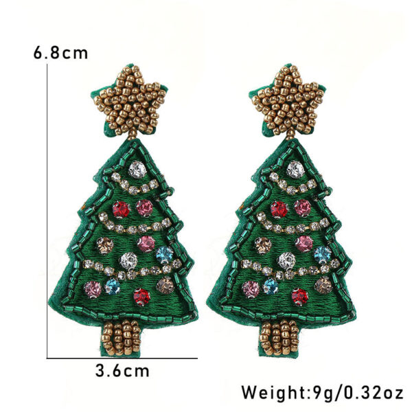 Wholesale Christmas Tree Fabric Handmade Rice Beads Creative Design Beads Christmas Fashion Earrings