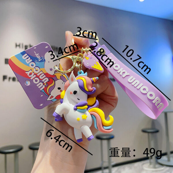 Wholesale Cartoon Colorful Unicorn PVC Keychain