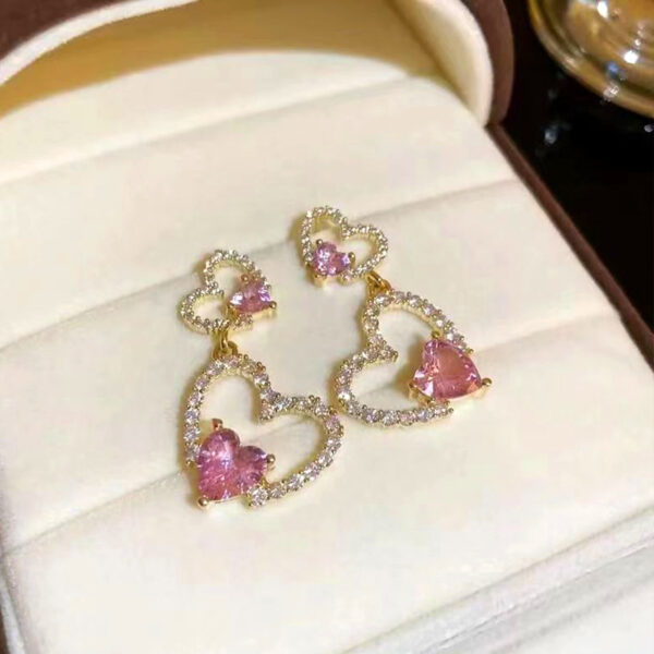 Wholesale Heart Full Diamond Alloy Earrings