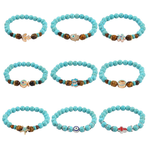 Wholesale 8mm Turquoise Cross Natural Stone Vintage Tiger Eye Stone Hand