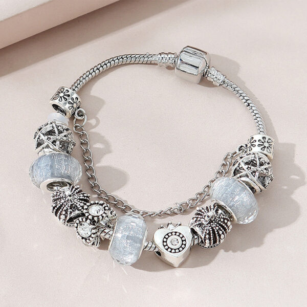 Wholesale Beaded Crystal Vintage Hollow Crown Heart Bracelet
