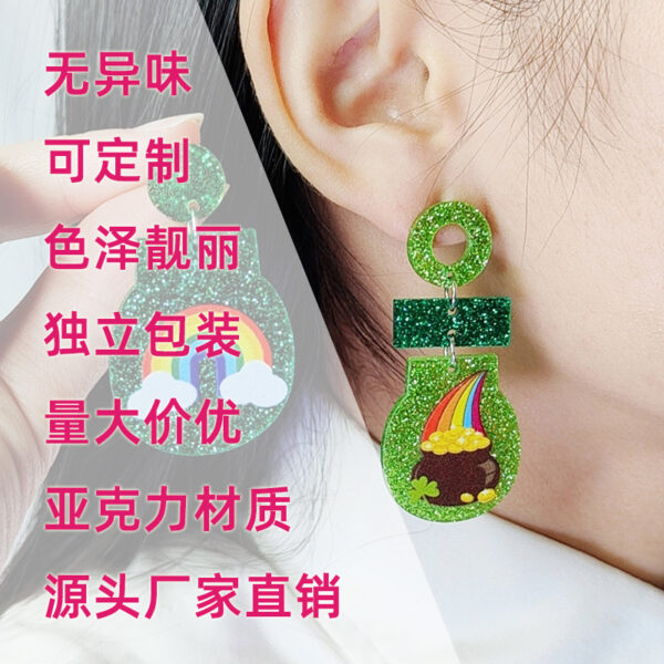 Wholesale St. Patrick's Clover Acrylic Earrings