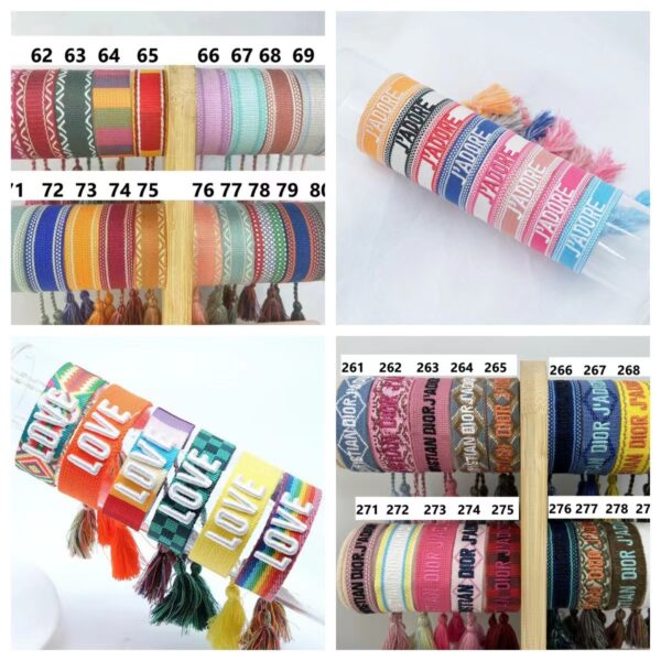 Wholesale Cord Embroiderable Logo Ethnic Style Letter Woven Tassel Bracelet