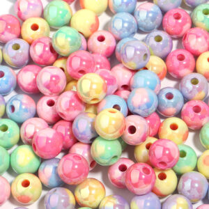 Large Colored Round Bead Love (10/Pack) / Random color mixing, size on the details page