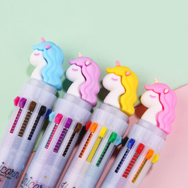 Wholesale Plastic Cartoon Unicorn 10-color Ballpoint Pen