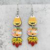 Wholesale Thanksgiving Pumpkin Maple Leaf Coffee Cup Wooden Earrings Halloween Earrings