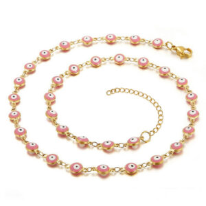 Necklace round eyes pink