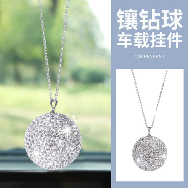 Wholesale Diamond-encrusted Glass Ball Car Pendant