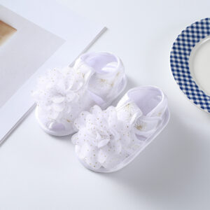 White sandals with little golden flowers / 11 yards within 10.5cm long