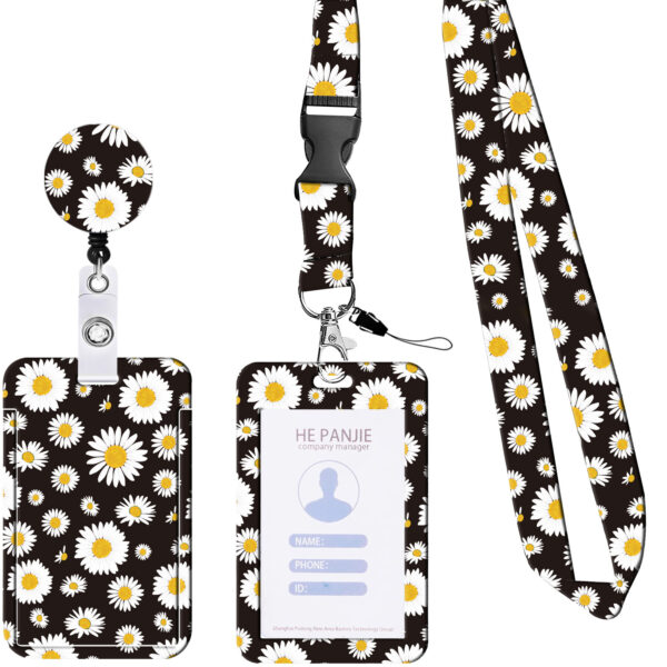 Wholesale Polyester Lanyard Sunflower Lanyard Card Holder Keychain