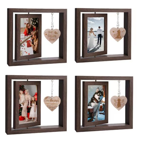 O1CN01Ff95sZ1qSIsk4WVy5_2216828805494-0-cib-1 Wholesale Mother's Day Double Sided Rotating Photo Frame 6-inch Wooden Frame Set