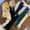 Wholesale Design Color Block Knitted Rhinestone Warm Gloves
