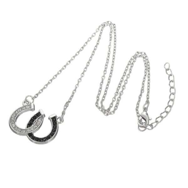 Wholesale Christmas Gift Black and White Diamond Double U Horseshoe Necklace