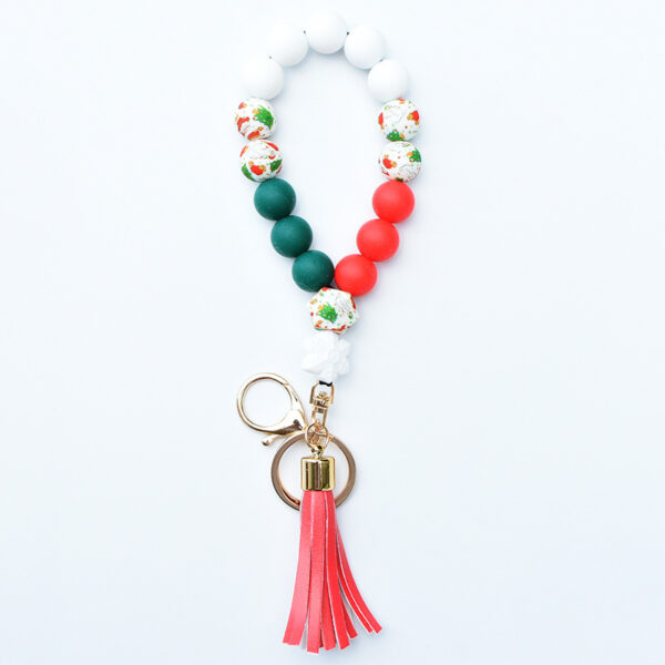 Wholesale Christmas Tree Silicone Beads Wrist Keychain