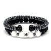 Wholesale Simple Black Stone Map Stone Frosted Stone Combination Beaded Bracelet for Men