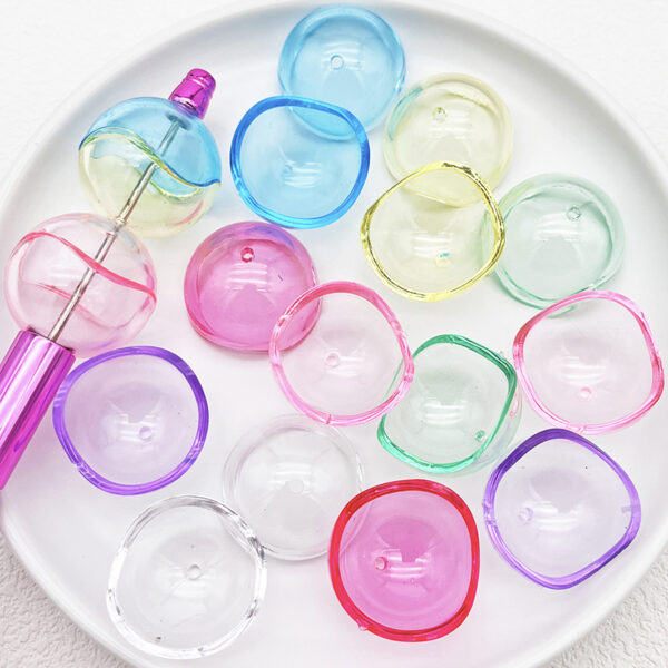 Wholesale Transparent Spherical Shell Hemispherical Shaped Round Ball Straight Hole Beads