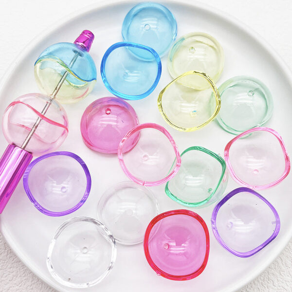 Wholesale Transparent Spherical Shell Hemispherical Shaped Round Ball Straight Hole Beads