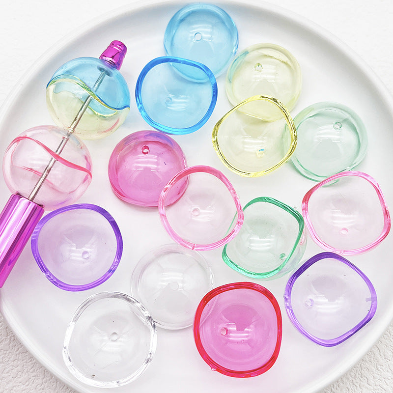 Wholesale Transparent Spherical Shell Hemispherical Shaped Round Ball Straight Hole Beads
