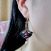 Wholesale Garnet Enamel Metal Earrings