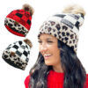 Wholesale Wool Ball Knitted Hat Leopard Plaid Autumn and Winter Warm Woolen Hat