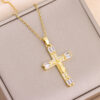 O1CN01Fmrxdb1xajOXPoXCy_2213206166460-0-cib Wholesale Colorful Zirconium Cross Titanium Steel Necklaces