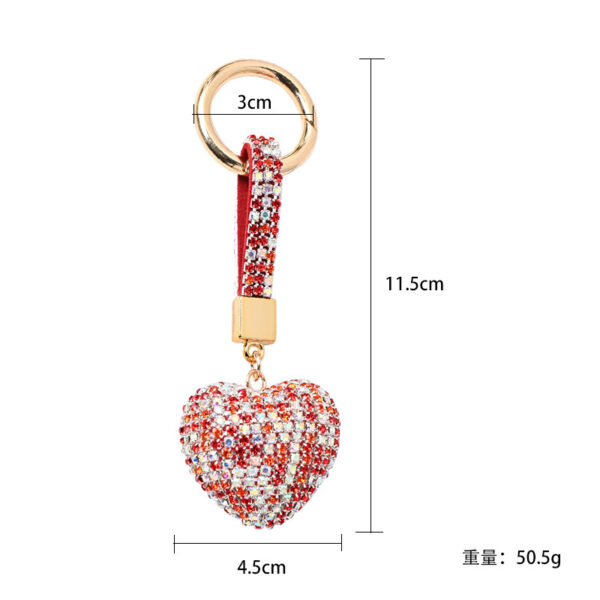 Wholesale PU Diamond Crystal Peach Heart Love Keychain