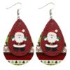 Wholesale Christmas Santa Claus Water Drop Leather Earrings