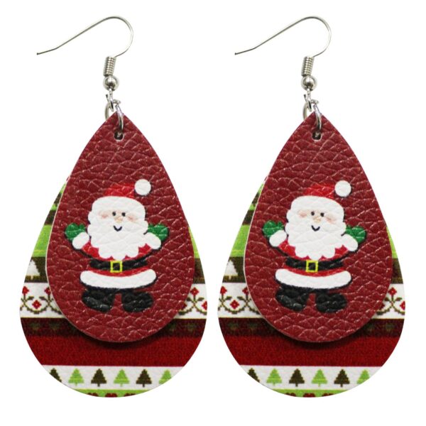 Wholesale Christmas Santa Claus Water Drop Leather Earrings