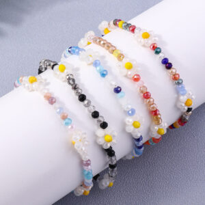 Wholesale Rice Beads Colorful Daisy Small Flowers Resin Bracelet