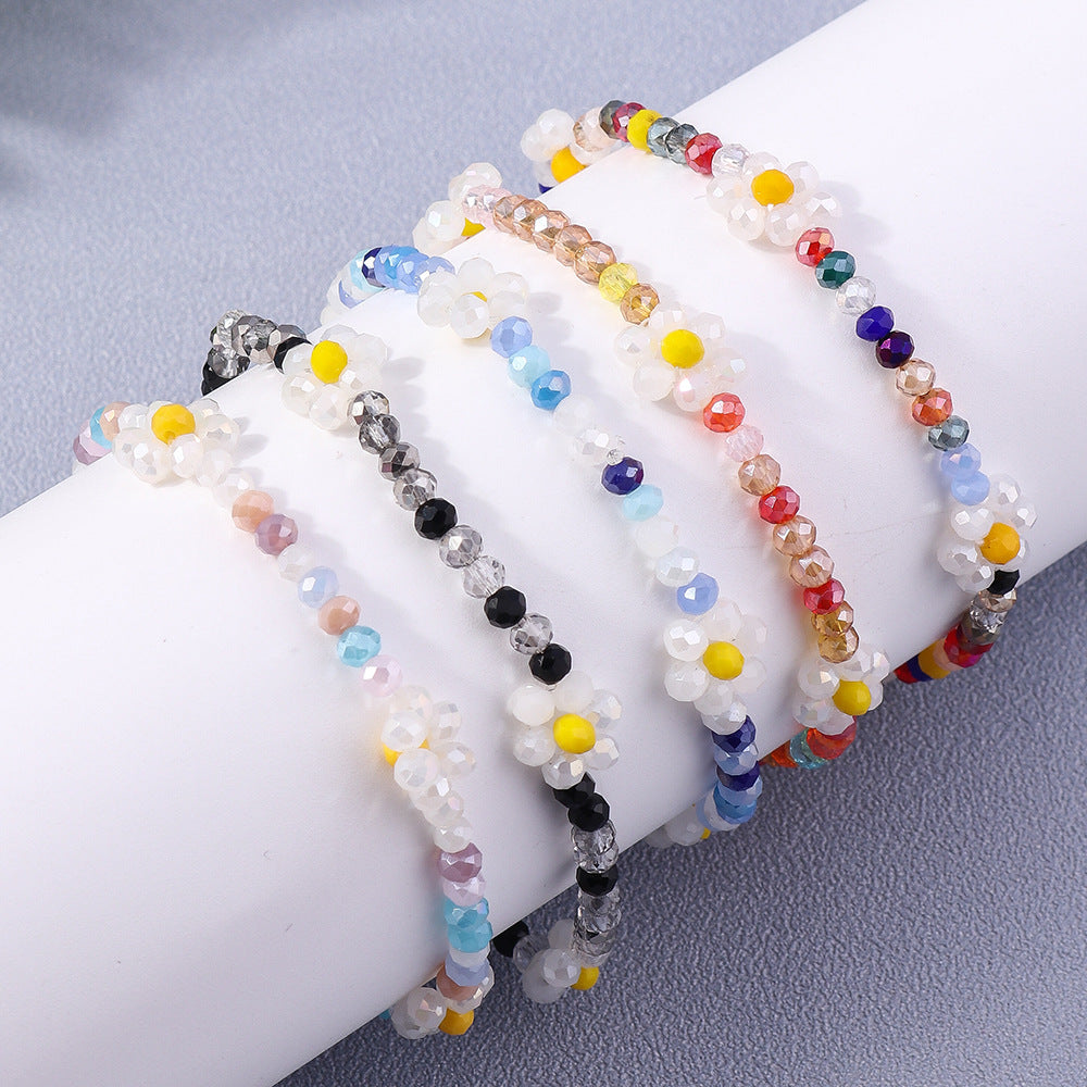 Wholesale Rice Beads Colorful Small Flowers Resin Bracelet
