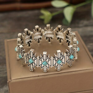 Wholesale Retro Style Personalized Stitching Lightning Cube Turquoise Bracelet