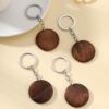 Wholesale DIY Blank Round Wood Chip Keychain