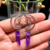 Wholesale Natural Crystal Pentagram Alloy Earrings
