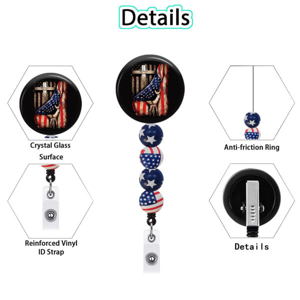 Wholesale ABS Rainbow Flag Wooden Bead Emblem Scroll Retractable Keychain