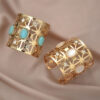 Wholesale Exaggerated Metal Oval Turquoise Open Hollow Bracelet