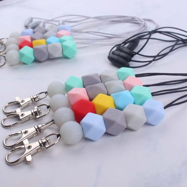 Wholesale Food Grade Silicone Bead Necklace Keychain