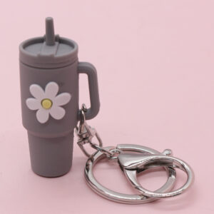 dark gray flower flower cup key chain