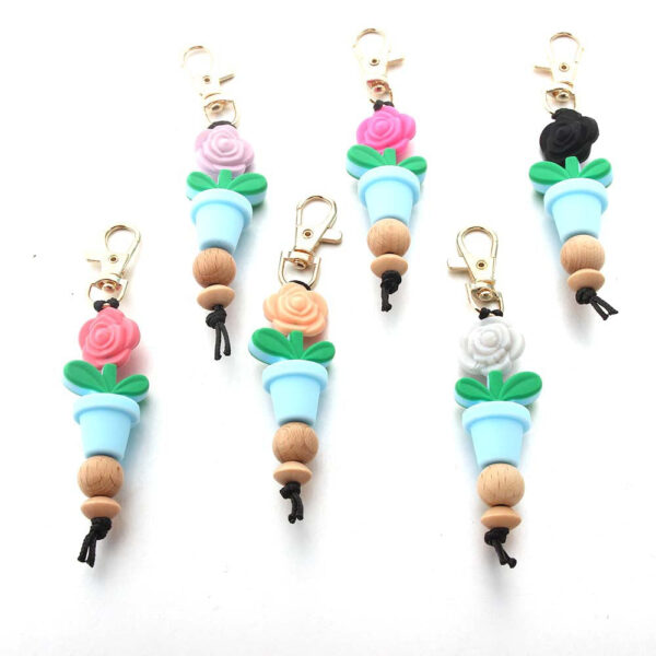 O1CN01Fx1Ivl1bYW5jajS9B__2216822363477-0-cib Wholesale Flower Pot Silicone Bead Keychain