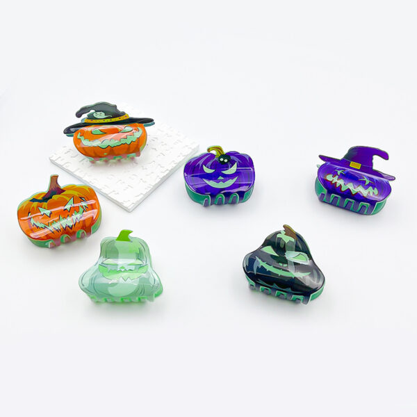 Wholesale Halloween Glow in The Dark Pumpkin Bat Ghost Horror Claw Clip