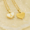 Wholesale 26 English Letters Love Heart Inlaid with Shell Stainless Steel Necklace