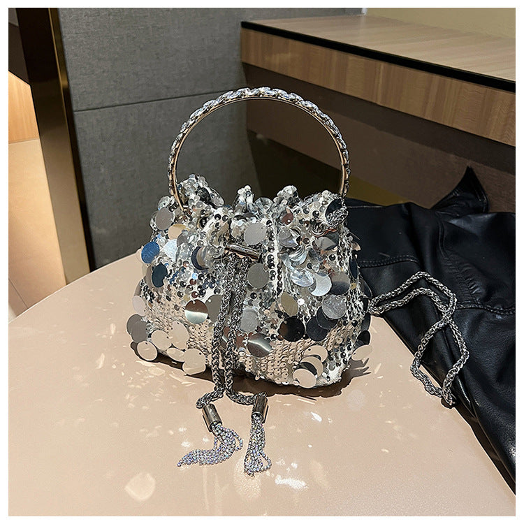 Wholesale Metal Tassel Sequin Dinner Bags, rtable Crossbody Bags