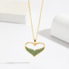 Wholesale 18K Gold Copper Micro Paved Emerald Love Heart Pendant Necklaces